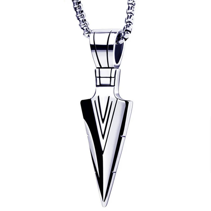 Wu's 2022 New Jewelry Pharaoh's Spear Arrow Titanium Steel Necklace Male Domineering Collarbone Chain Pendant Sweater Chain