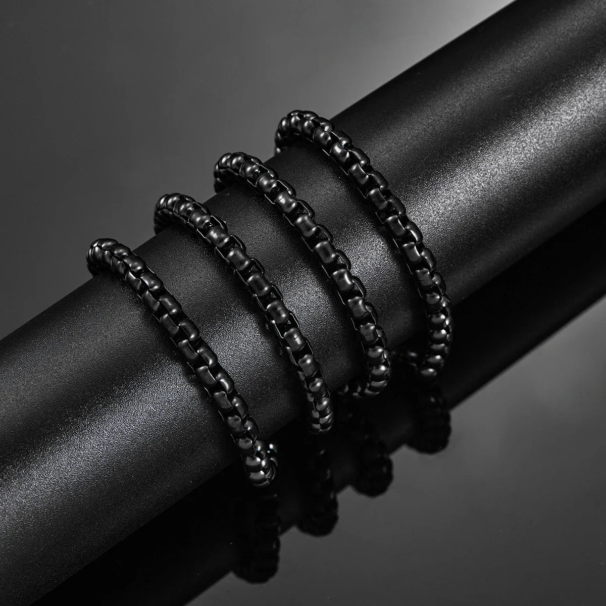 HIYEE 1 Piece 2mm/3mm/4mm/5mm Black Color Box Link Chain Classic Curb Necklace Stainless Steel Jewelry for Men Women DIY Gift