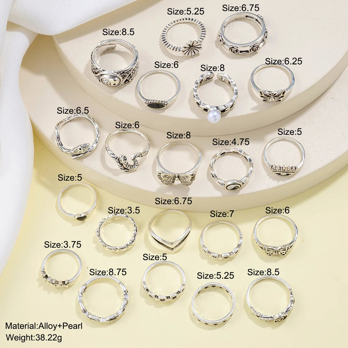 21 Pcs Gothic Rings Set for Women Fashion Simple Snake Butterfly Evil Eye Finger Ring Trendy Punk Jewelry Gifts 2024 New