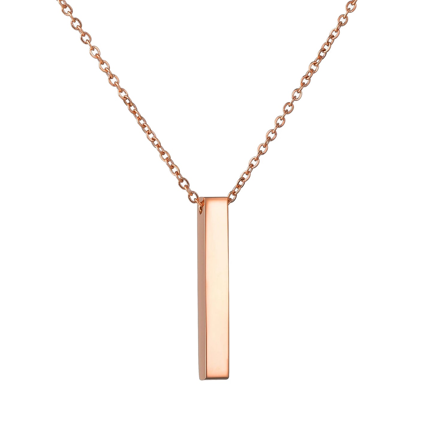 Personalized 4 Sides Engraving Square Bar Pendant Custom Name Date Stainless Steel Necklace Women Men Jewelry Gifts Wholesale
