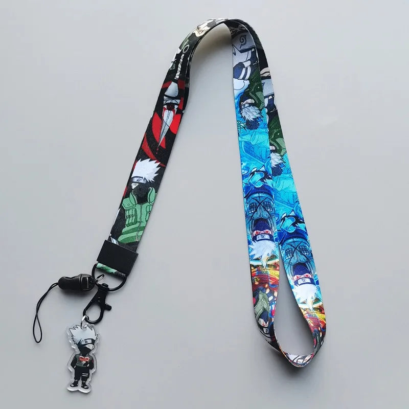 Cute Naruto Japanese Anime Lanyard Neck Strap Kakashi Cartoon Keychain for Pendant Fashion Key Ring Cosplay Accessories Gifts