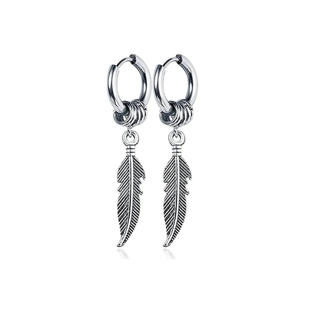 1 Pair of Fashionable Leaf Stainless Steel WOMEN'S Earrings, Punk MEN'S Earrings