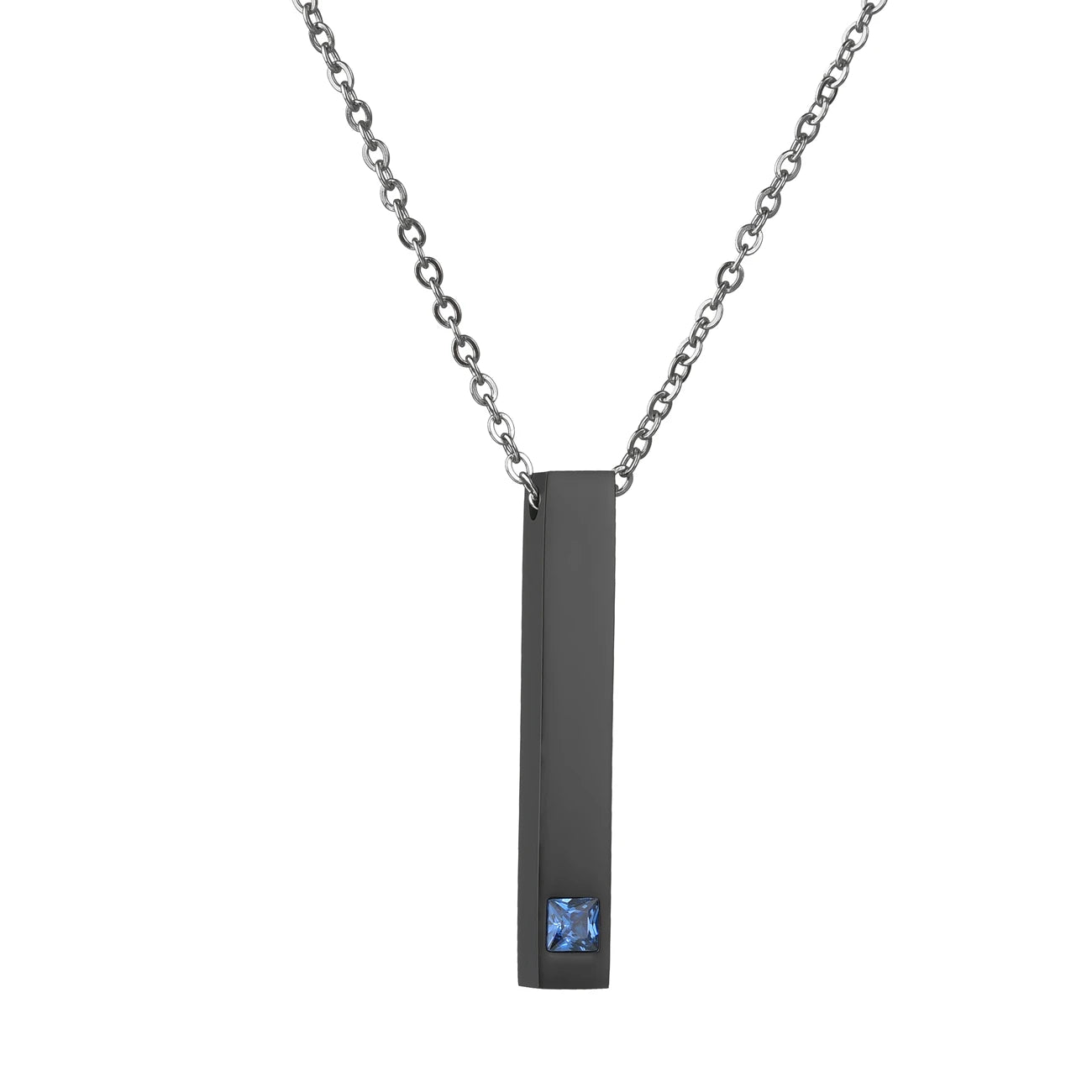 Personalized 4 Sides Engraving Square Bar Pendant Custom Name Date Stainless Steel Necklace Women Men Jewelry Gifts Wholesale