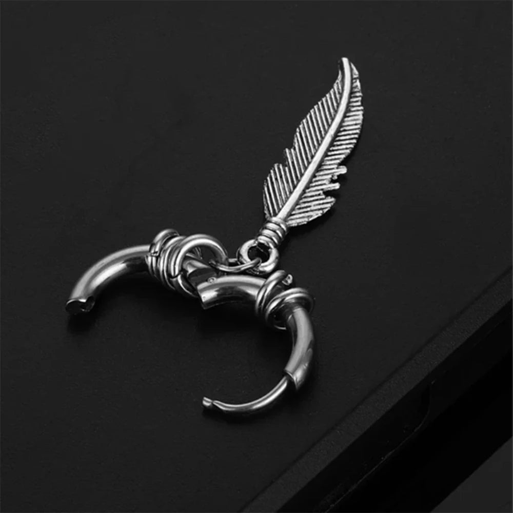 1 Pair of Fashionable Leaf Stainless Steel WOMEN'S Earrings, Punk MEN'S Earrings