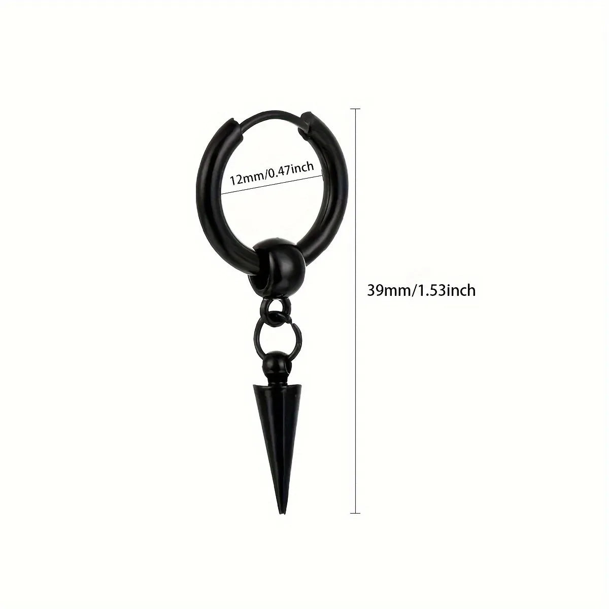 1pairs Fashion Stainless Steel Men's Cone Pendant Earrings, Retro Punk Style Hip-hop Dangle Earrings For Men