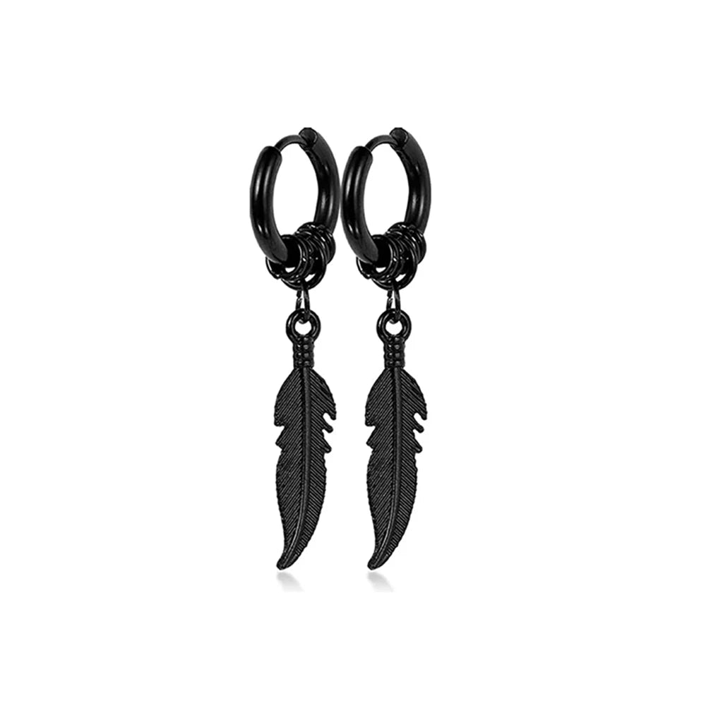 1 Pair of Fashionable Leaf Stainless Steel WOMEN'S Earrings, Punk MEN'S Earrings