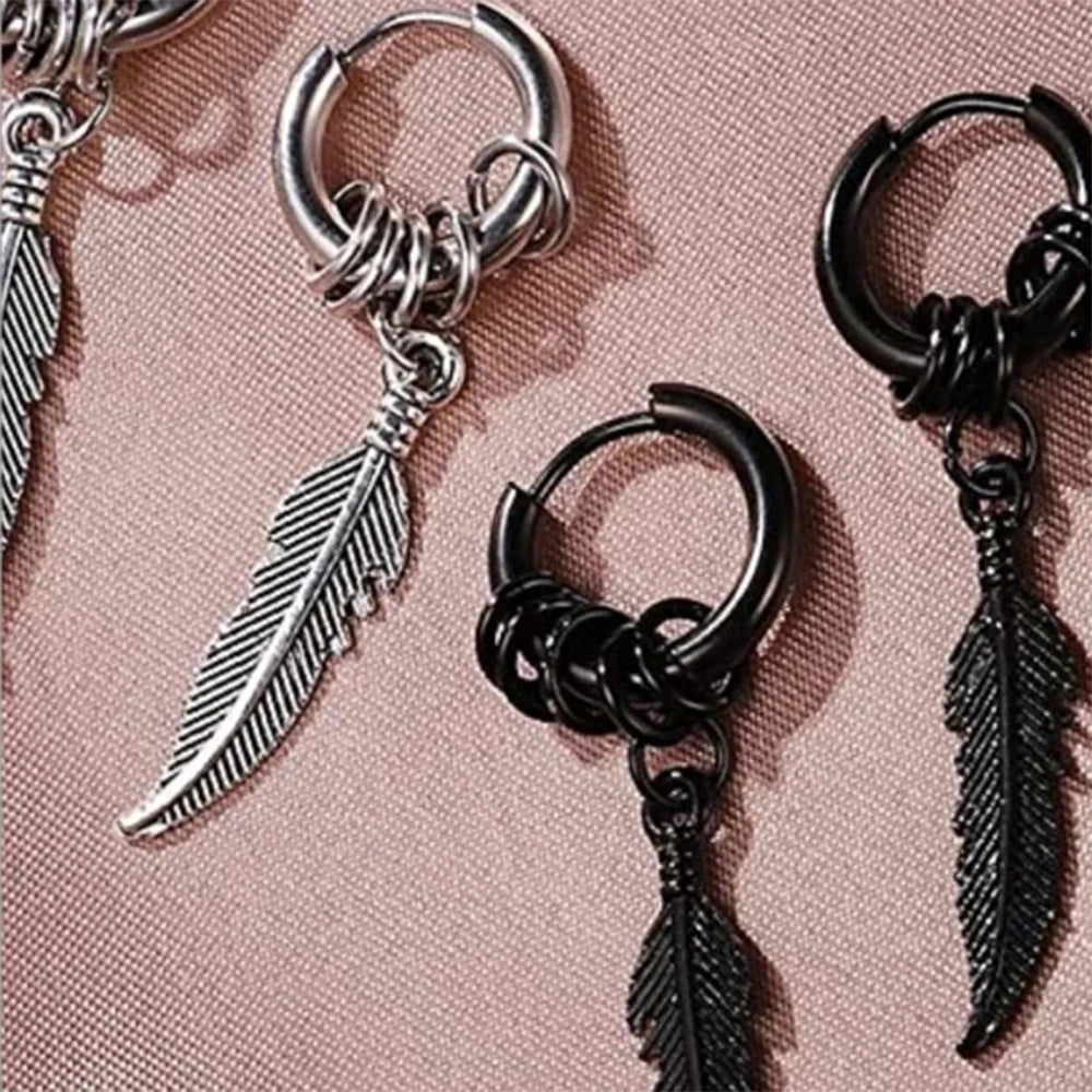 1 Pair of Fashionable Leaf Stainless Steel WOMEN'S Earrings, Punk MEN'S Earrings