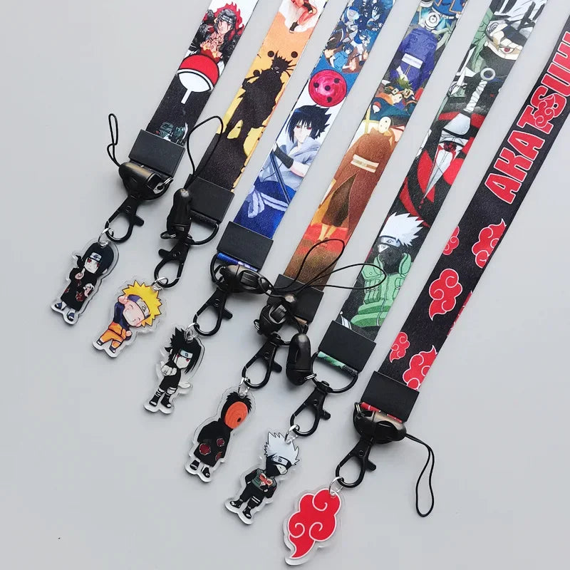 Cute Naruto Japanese Anime Lanyard Neck Strap Kakashi Cartoon Keychain for Pendant Fashion Key Ring Cosplay Accessories Gifts