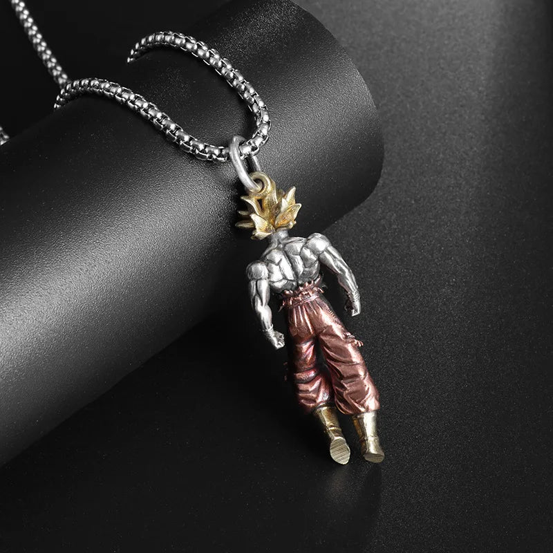New Anime Cartoon Dragon Ball Z Super Saiyan Son Goku Alloy Electroplate Necklace Personality Pendant Hip Hop Sweater Chain Comi