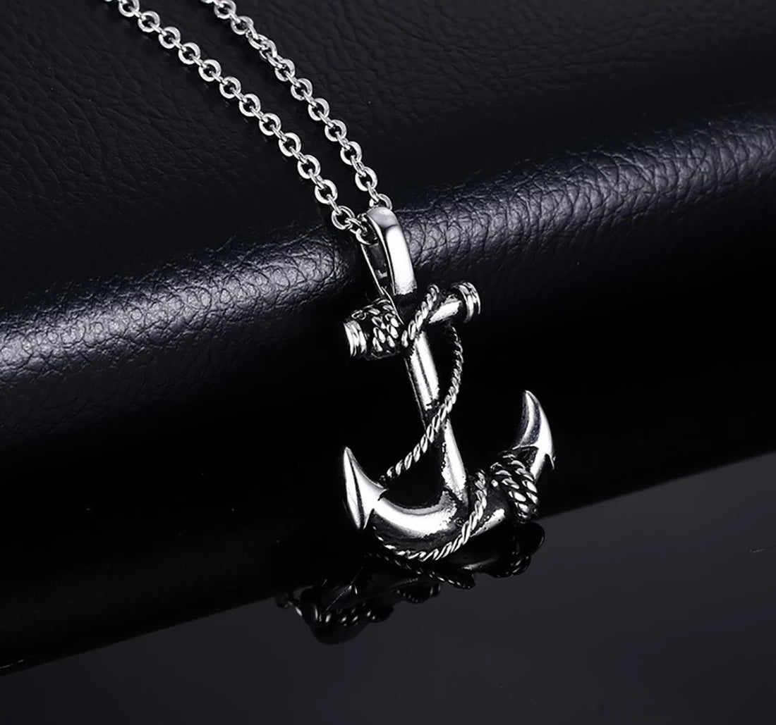 Explosive Titanium Steel Anchor Pendant Necklace Trend Men's Personality Retro Cross Jewelry Gift Boyfriend