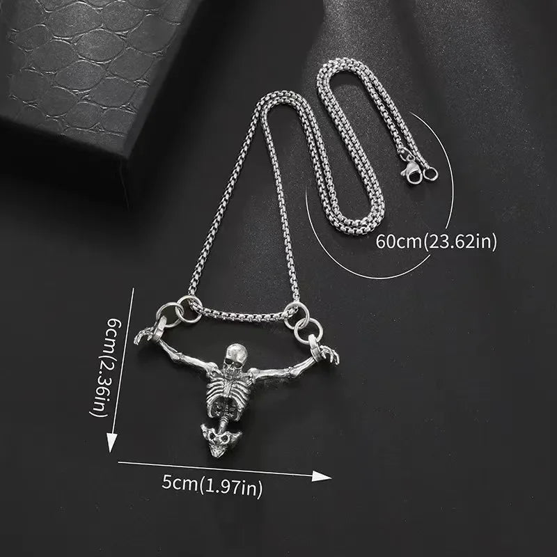 Punk Style Punished Man Skull Pendant Necklace Men Vintage Creative Hip Hop Personalized Necklace Party Jewelry Accessories