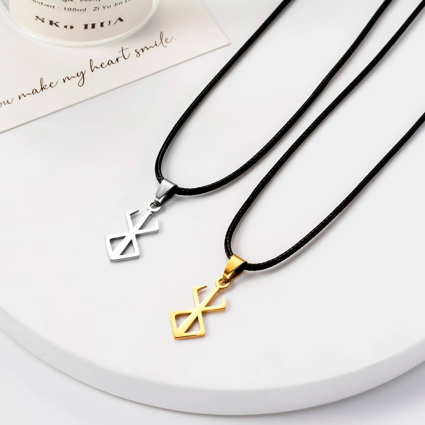 Stainless Steel Berserk Necklace Sword Logo Pendants Choker The Mad Warrior Of Norse Viking Mythology Men Adornment Gifts