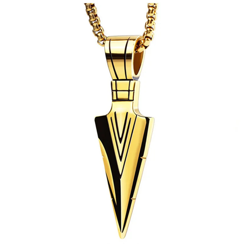 Wu's 2022 New Jewelry Pharaoh's Spear Arrow Titanium Steel Necklace Male Domineering Collarbone Chain Pendant Sweater Chain