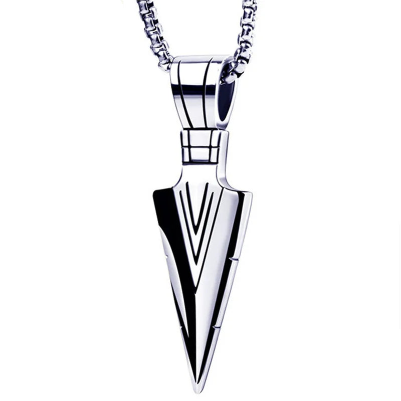 Wu's 2022 New Jewelry Pharaoh's Spear Arrow Titanium Steel Necklace Male Domineering Collarbone Chain Pendant Sweater Chain