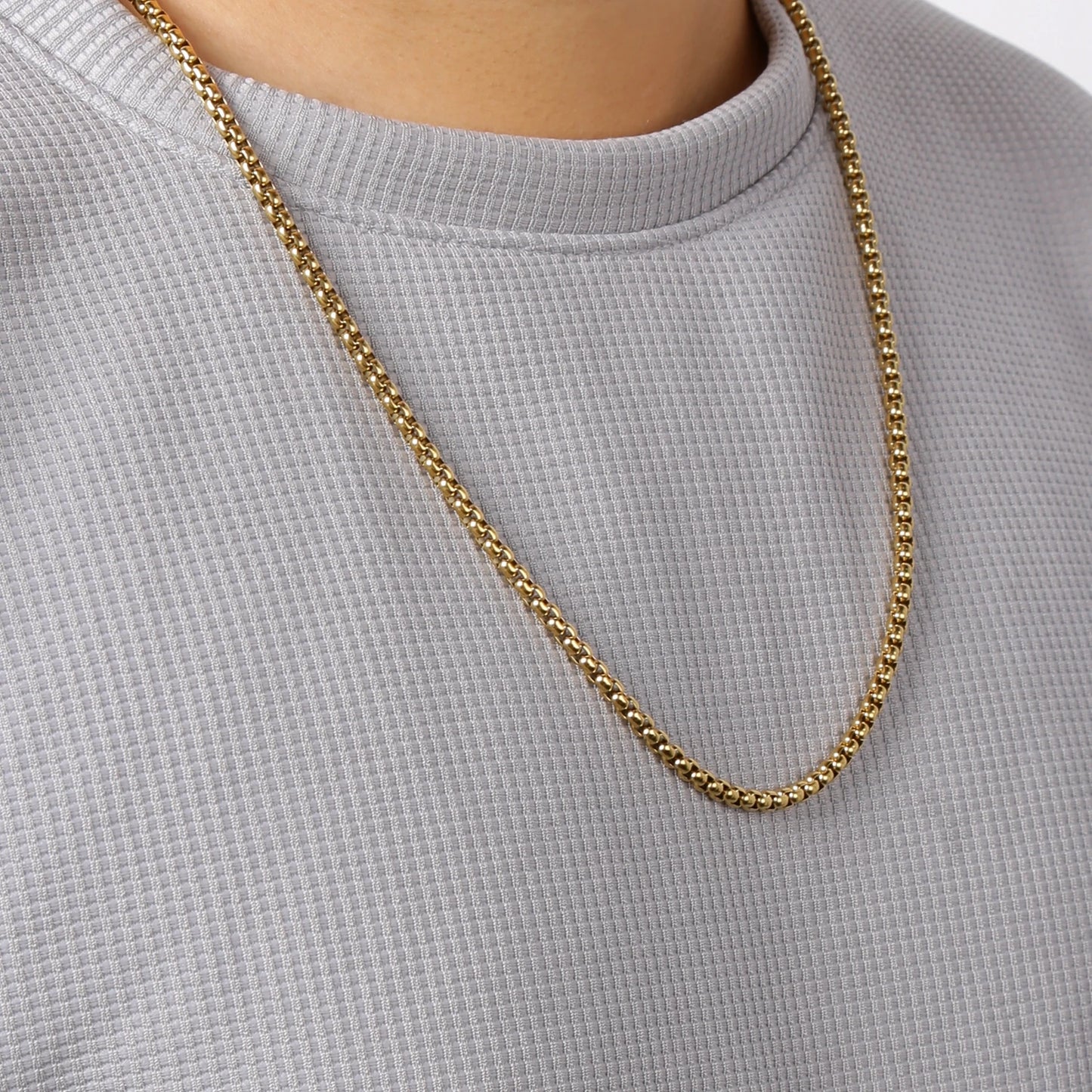 HIYEE 1 Piece 2mm/3mm/4mm/5mm Black Color Box Link Chain Classic Curb Necklace Stainless Steel Jewelry for Men Women DIY Gift