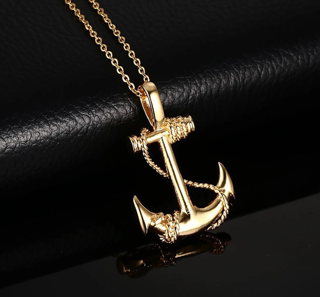 Explosive Titanium Steel Anchor Pendant Necklace Trend Men's Personality Retro Cross Jewelry Gift Boyfriend