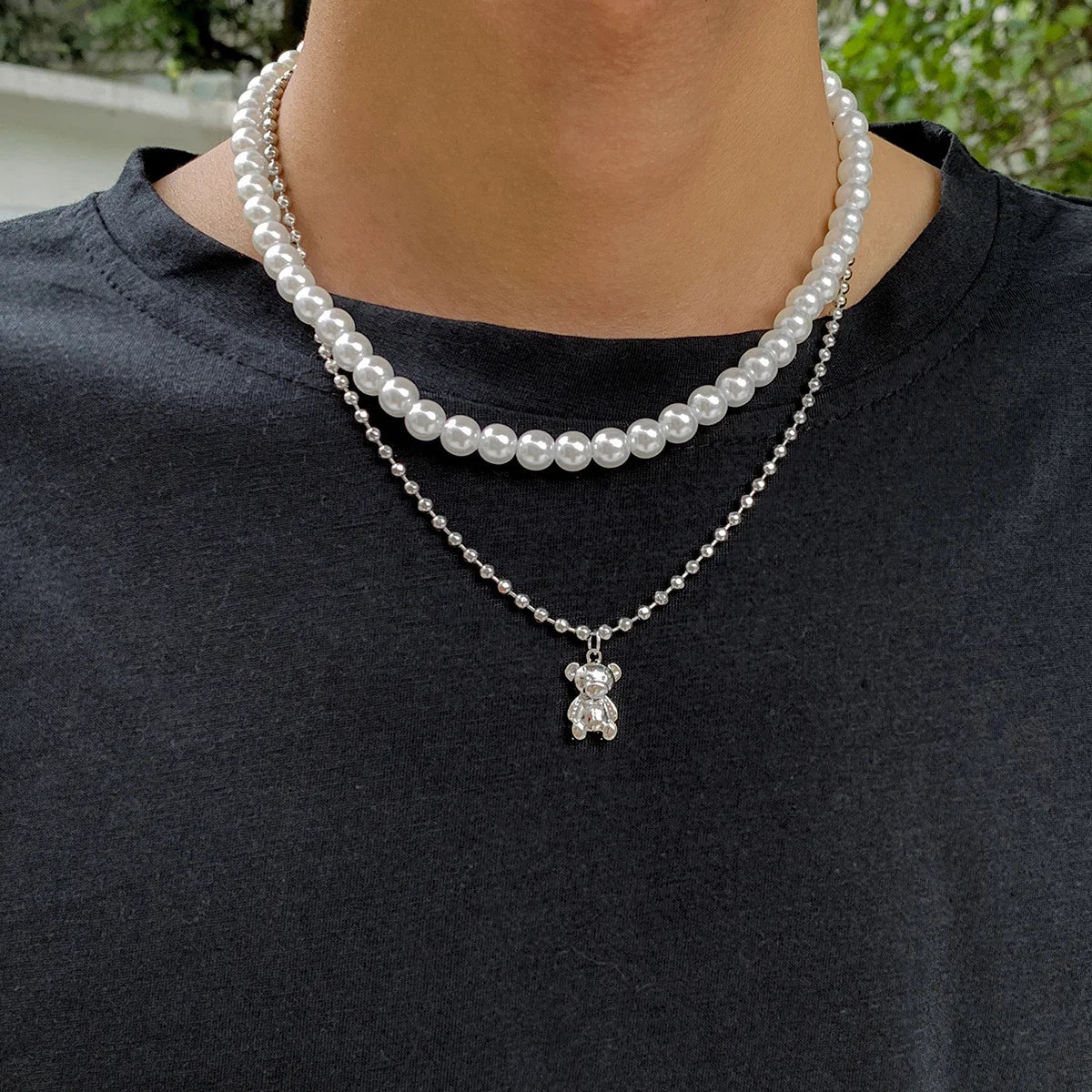KunJoe 2pcs/set Stainless Steel Metal Rivet Pendant Thin Snake Chain Necklace for Men Punk Silver Color Cuban Link Chain Choker