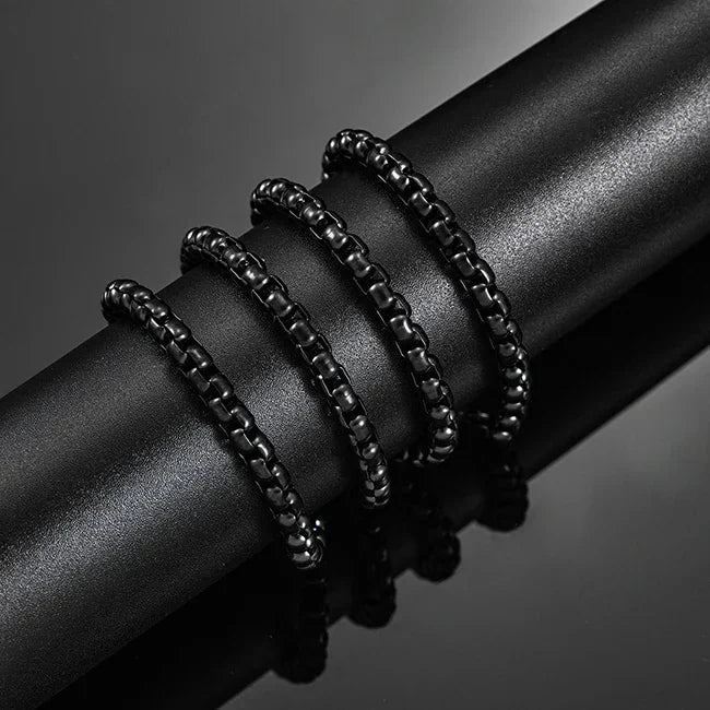 HIYEE 1 Piece 2mm/3mm/4mm/5mm Black Color Box Link Chain Classic Curb Necklace Stainless Steel Jewelry for Men Women DIY Gift