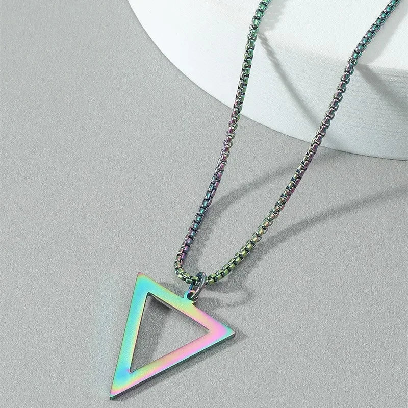 New Black Color Pillar Necklace for Men Women Trendy Simple Stainless Steel Chain 3D Bar Necklaces Party Jewelry Couple Gifts
