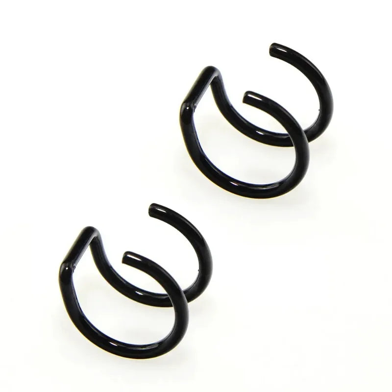 2Pcs 316L Stainless Steel Fake Ear Piercing Jewelry, Clip on Ear Cuffs Fake Lip Ring Non Piercing Labret Rings for Women Men