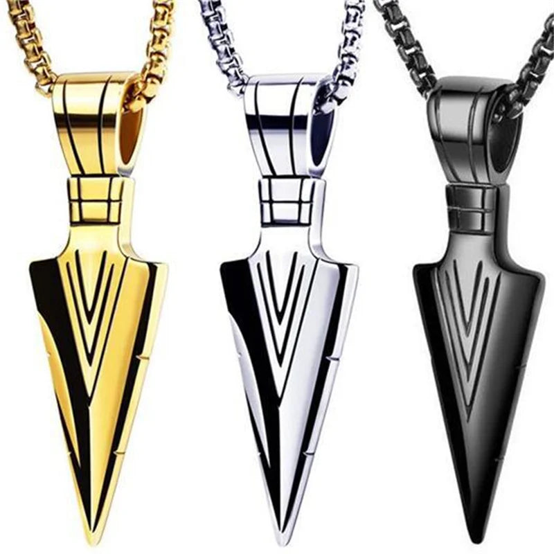 Wu's 2022 New Jewelry Pharaoh's Spear Arrow Titanium Steel Necklace Male Domineering Collarbone Chain Pendant Sweater Chain