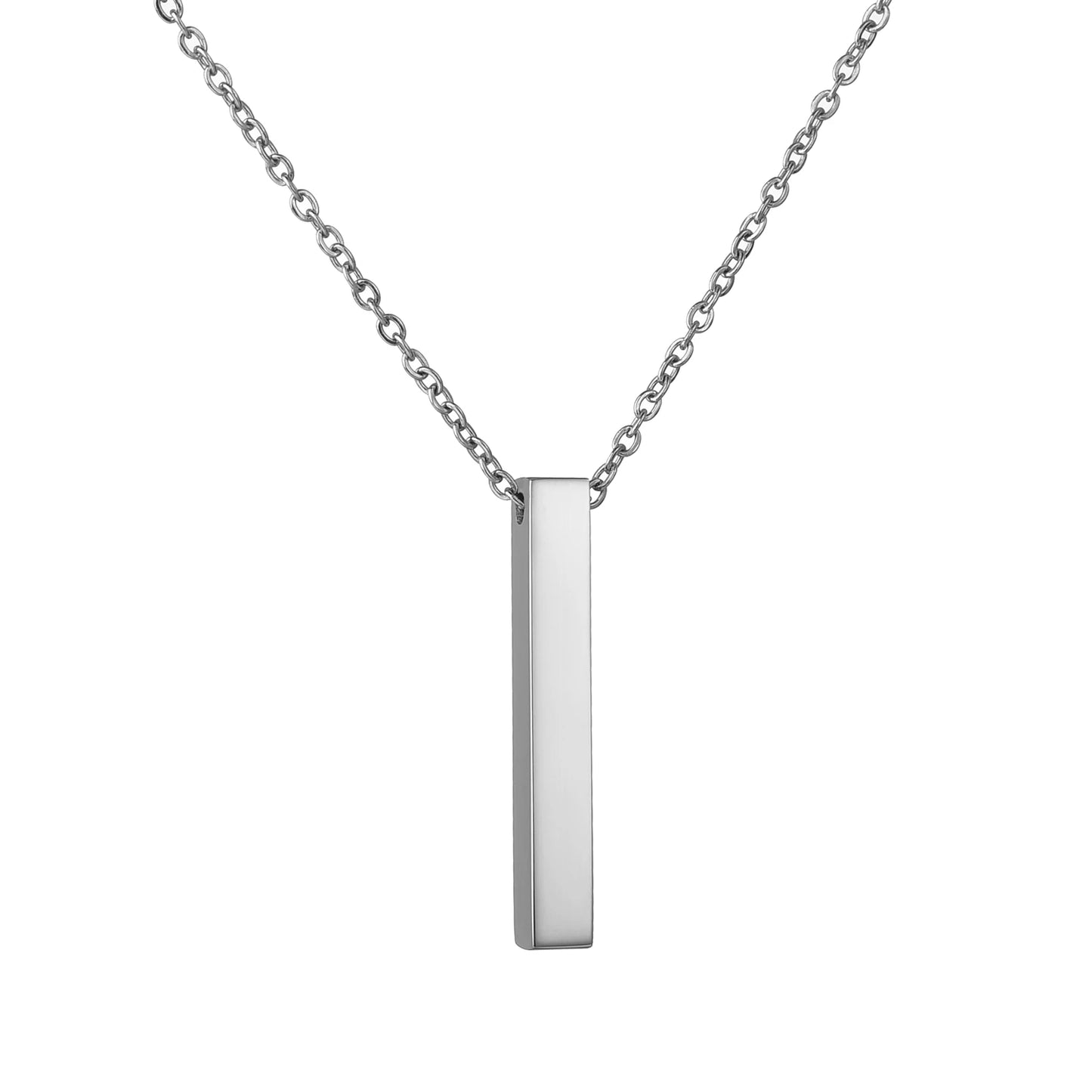Personalized 4 Sides Engraving Square Bar Pendant Custom Name Date Stainless Steel Necklace Women Men Jewelry Gifts Wholesale