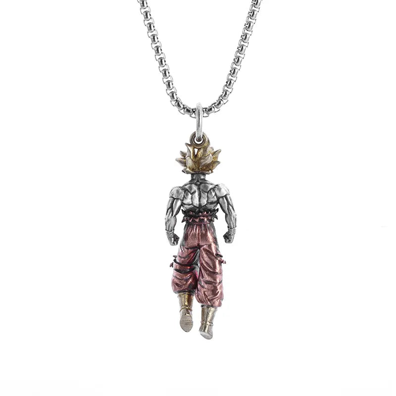New Anime Cartoon Dragon Ball Z Super Saiyan Son Goku Alloy Electroplate Necklace Personality Pendant Hip Hop Sweater Chain Comi