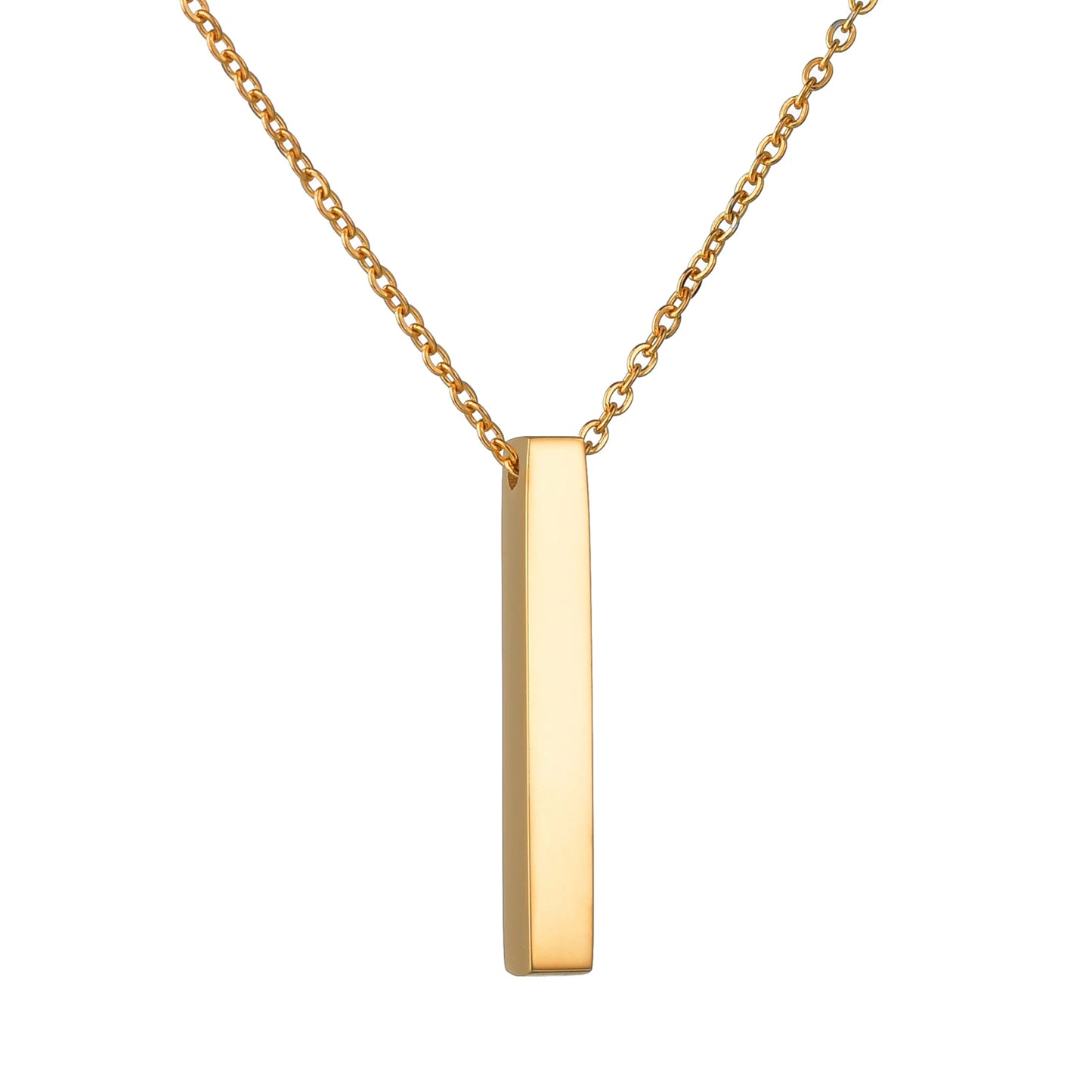 Personalized 4 Sides Engraving Square Bar Pendant Custom Name Date Stainless Steel Necklace Women Men Jewelry Gifts Wholesale