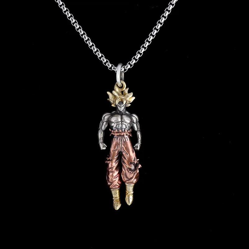 New Anime Cartoon Dragon Ball Z Super Saiyan Son Goku Alloy Electroplate Necklace Personality Pendant Hip Hop Sweater Chain Comi