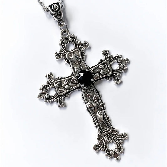 Y2K Punk Crystal Big Cross Pendant Necklaces - ixtyn Luxy® Statement series