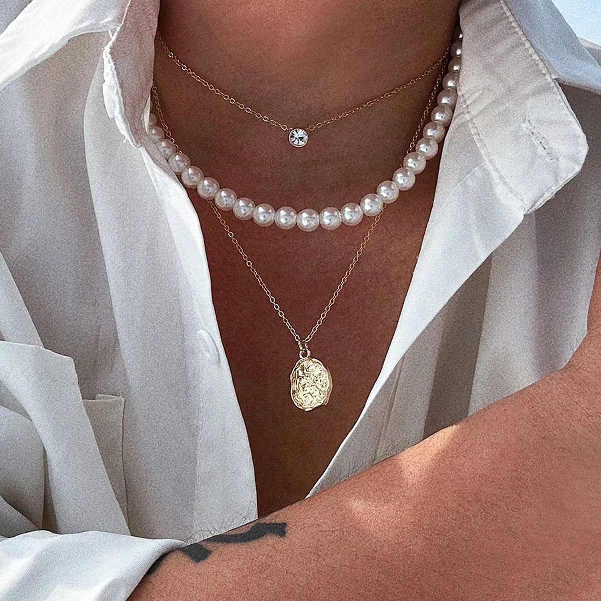 KunJoe 2pcs/set Stainless Steel Metal Rivet Pendant Thin Snake Chain Necklace for Men Punk Silver Color Cuban Link Chain Choker