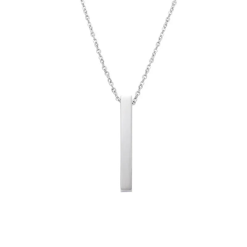 New Black Color Pillar Necklace for Men Women Trendy Simple Stainless Steel Chain 3D Bar Necklaces Party Jewelry Couple Gifts