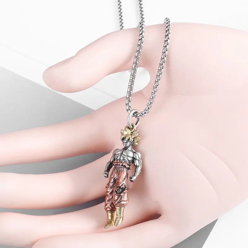 New Anime Cartoon Dragon Ball Z Super Saiyan Son Goku Alloy Electroplate Necklace Personality Pendant Hip Hop Sweater Chain Comi