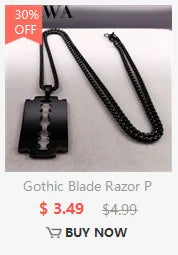 Gothic Blade Razor Pendant Necklaces Men Black Color Stainless Steel Chain Necklace Aesthetic Jewelry collier homme N423S01