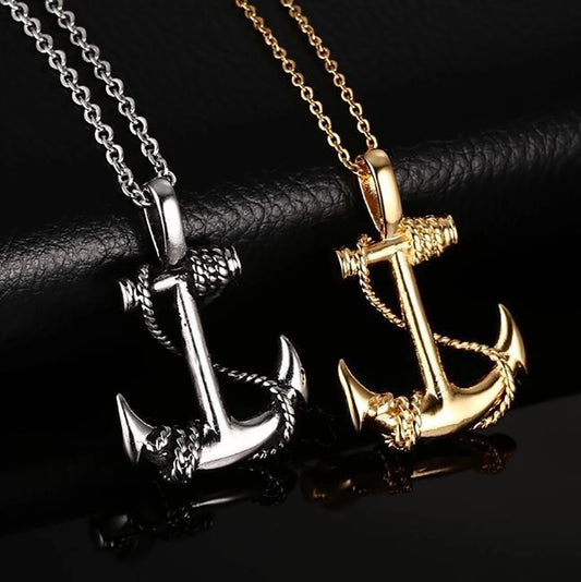 Explosive Titanium Steel Anchor Pendant Necklace Trend Men's Personality Retro Cross Jewelry Gift Boyfriend