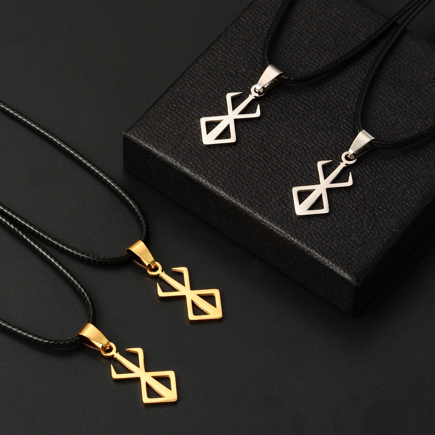 Stainless Steel Berserk Necklace Sword Logo Pendants Choker The Mad Warrior Of Norse Viking Mythology Men Adornment Gifts