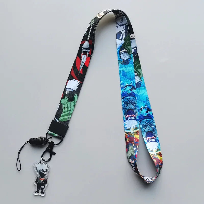 Cute Naruto Japanese Anime Lanyard Neck Strap Kakashi Cartoon Keychain for Pendant Fashion Key Ring Cosplay Accessories Gifts