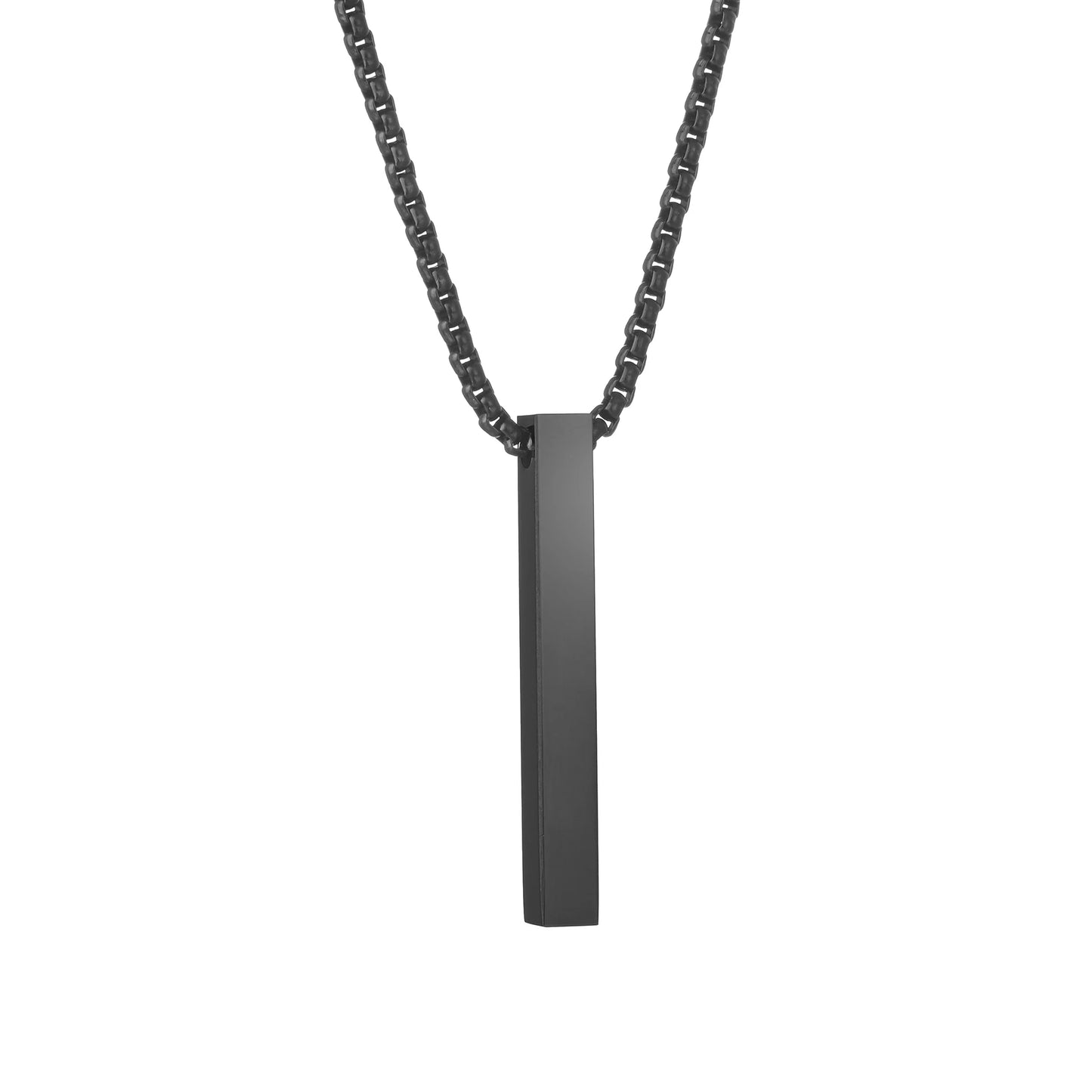 Personalized 4 Sides Engraving Square Bar Pendant Custom Name Date Stainless Steel Necklace Women Men Jewelry Gifts Wholesale
