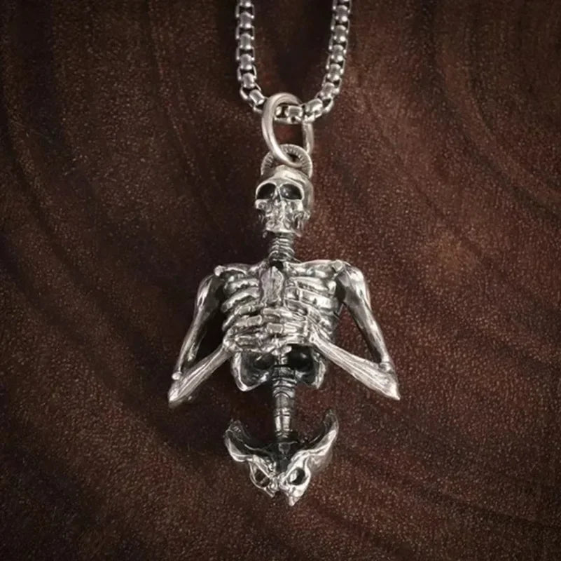 Punk Style Punished Man Skull Pendant Necklace Men Vintage Creative Hip Hop Personalized Necklace Party Jewelry Accessories