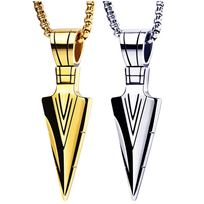 Wu's 2022 New Jewelry Pharaoh's Spear Arrow Titanium Steel Necklace Male Domineering Collarbone Chain Pendant Sweater Chain