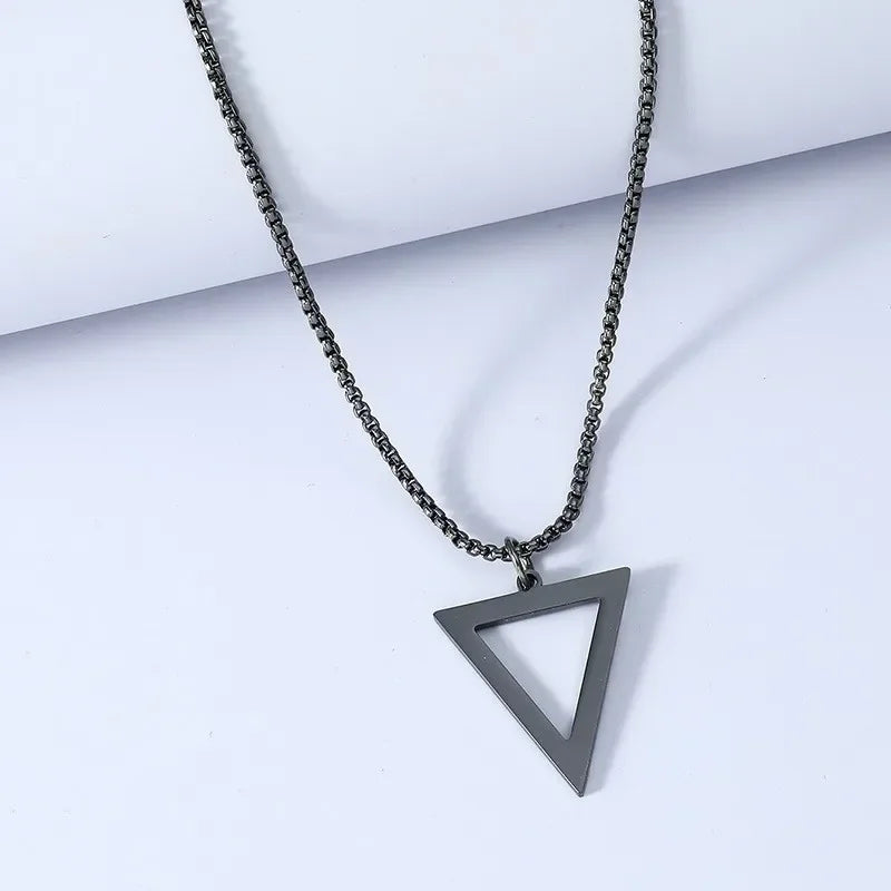 New Black Color Pillar Necklace for Men Women Trendy Simple Stainless Steel Chain 3D Bar Necklaces Party Jewelry Couple Gifts