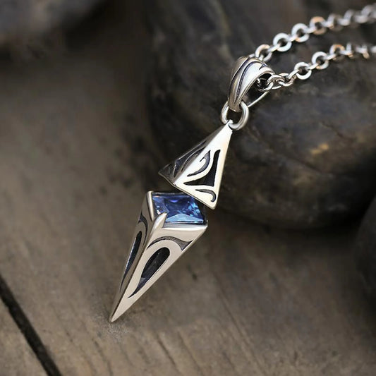 Blue Stone Cube Pendant Necklace — IxtynLuxy® Obsidian Edition