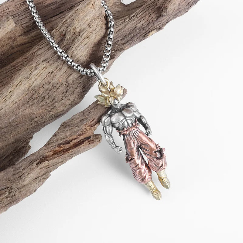 New Anime Cartoon Dragon Ball Z Super Saiyan Son Goku Alloy Electroplate Necklace Personality Pendant Hip Hop Sweater Chain Comi