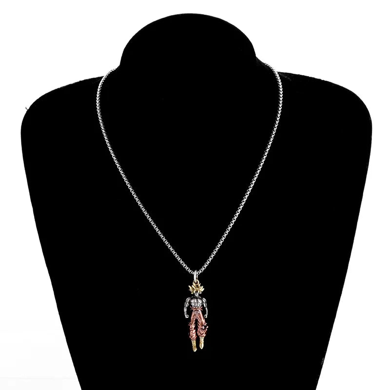 New Anime Cartoon Dragon Ball Z Super Saiyan Son Goku Alloy Electroplate Necklace Personality Pendant Hip Hop Sweater Chain Comi