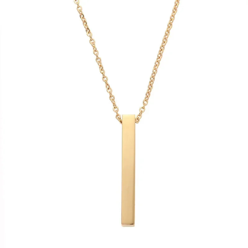 New Black Color Pillar Necklace for Men Women Trendy Simple Stainless Steel Chain 3D Bar Necklaces Party Jewelry Couple Gifts