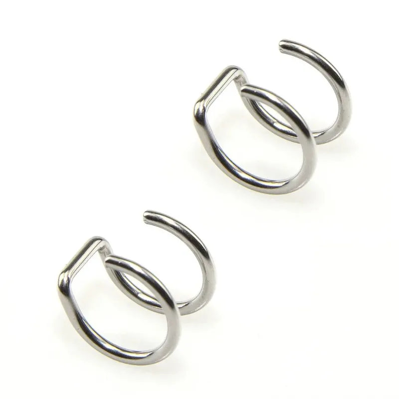2Pcs 316L Stainless Steel Fake Ear Piercing Jewelry, Clip on Ear Cuffs Fake Lip Ring Non Piercing Labret Rings for Women Men