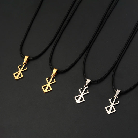Stainless Steel Berserk Necklace Sword Logo Pendants Choker The Mad Warrior Of Norse Viking Mythology Men Adornment Gifts
