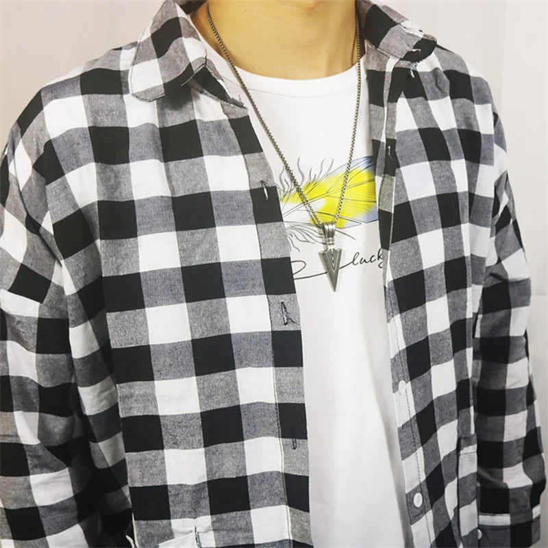 Hip Hop Fashion Rock Necklace Personalized Triangle Spearhead Men's Necklace Stainless Steel Metal Arrow Pendant Jewelry Chain