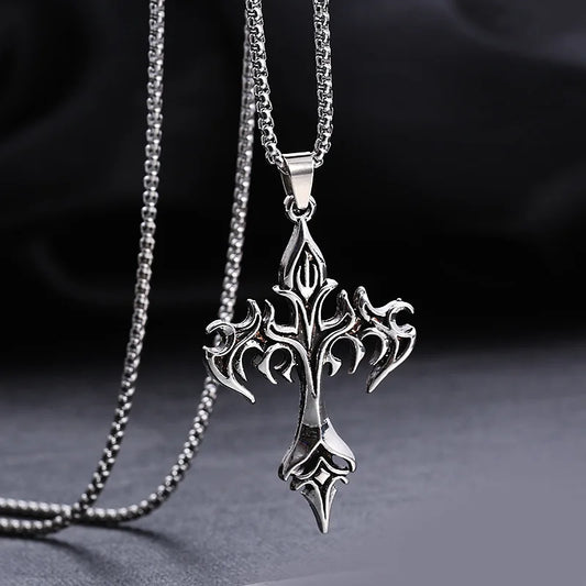 Fashion Vintage Flame Cross Pendant Necklace - ixtyn Luxy®  Edition