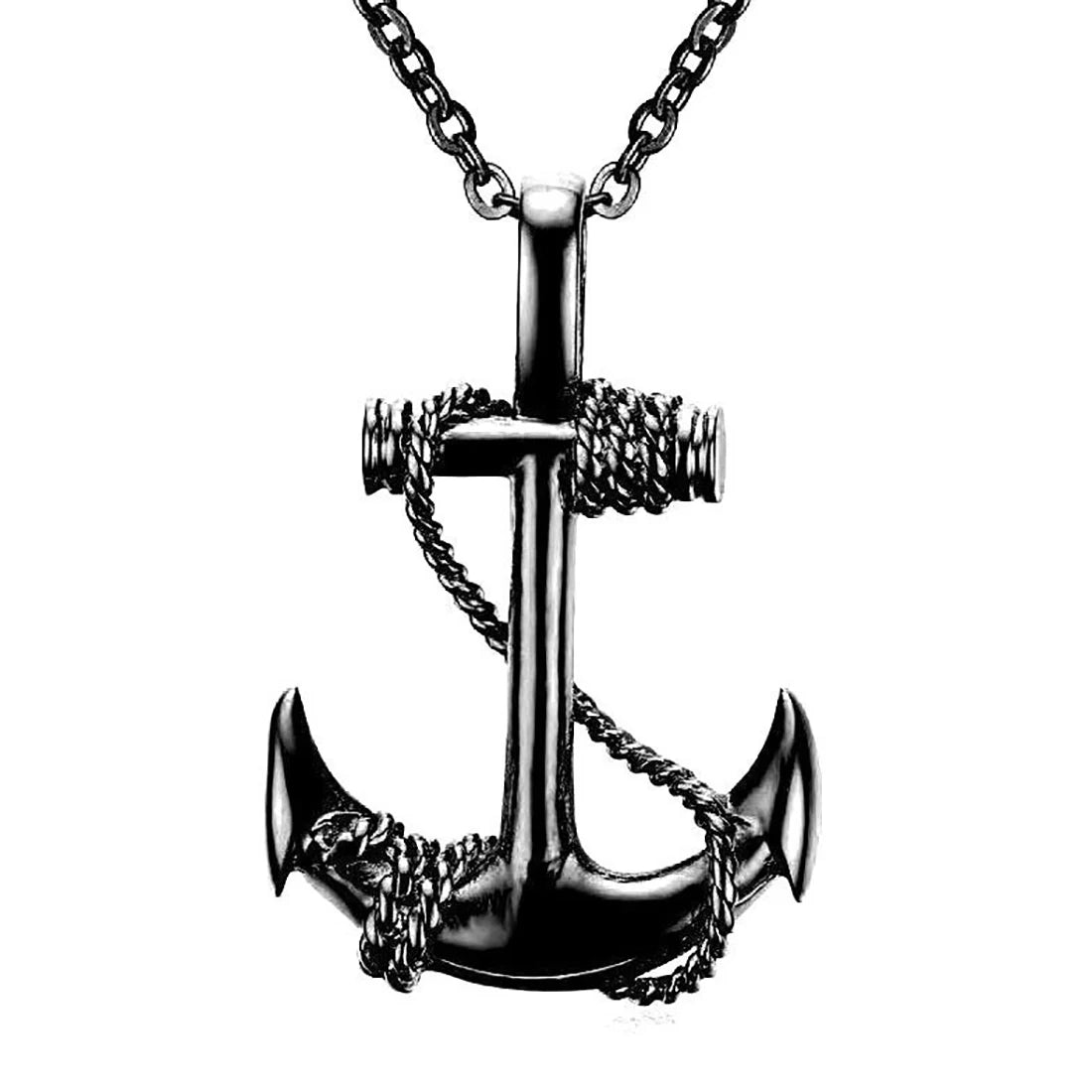 Explosive Titanium Steel Anchor Pendant Necklace Trend Men's Personality Retro Cross Jewelry Gift Boyfriend